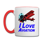 I Love Aviation - Contrast Coffee Mug - white/red