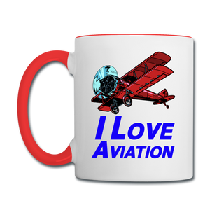 I Love Aviation - Contrast Coffee Mug - white/red