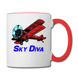 Sky Diva - Biplane - Contrast Coffee Mug - white/red