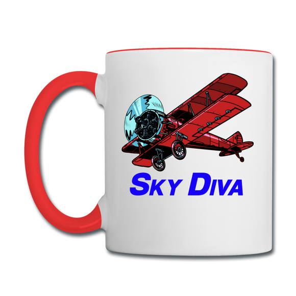 Sky Diva - Biplane - Contrast Coffee Mug - white/red