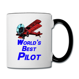 World's Best Pilot - Biplane - Contrast Coffee Mug - white/black