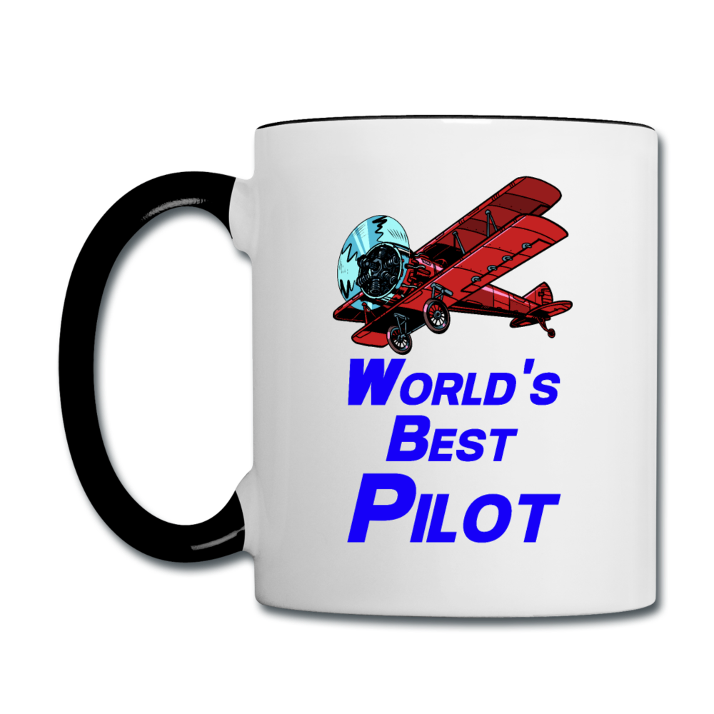 World's Best Pilot - Biplane - Contrast Coffee Mug - white/black