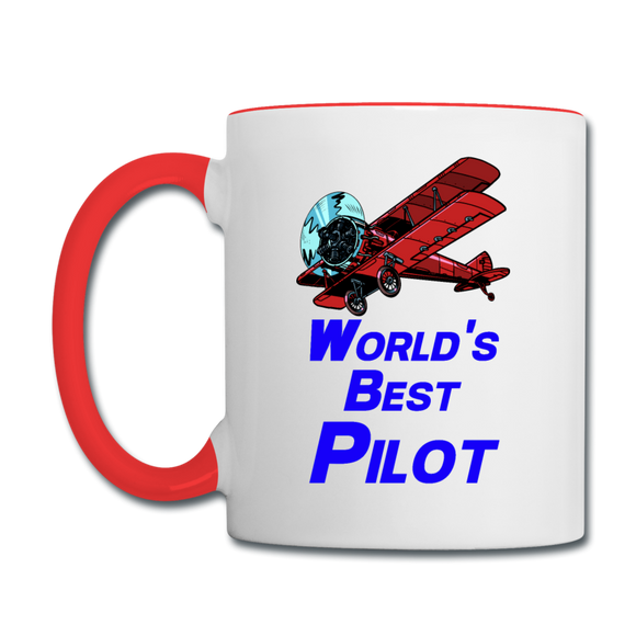 World's Best Pilot - Biplane - Contrast Coffee Mug - white/red