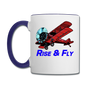 Rise And Fly - Biplane - Contrast Coffee Mug - white/cobalt blue