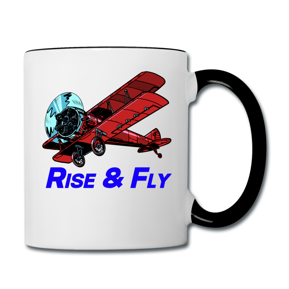 Rise And Fly - Biplane - Contrast Coffee Mug - white/black