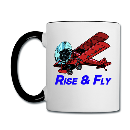 Rise And Fly - Biplane - Contrast Coffee Mug - white/black