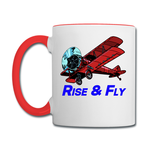 Rise And Fly - Biplane - Contrast Coffee Mug - white/red
