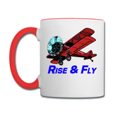 Rise And Fly - Biplane - Contrast Coffee Mug - white/red