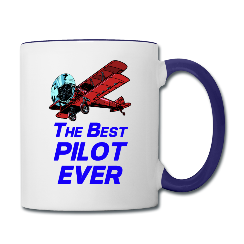 The Best Pilot Ever - Biplane - Contrast Coffee Mug - white/cobalt blue