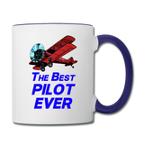 The Best Pilot Ever - Biplane - Contrast Coffee Mug - white/cobalt blue