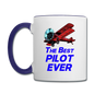 The Best Pilot Ever - Biplane - Contrast Coffee Mug - white/cobalt blue