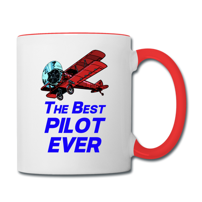 The Best Pilot Ever - Biplane - Contrast Coffee Mug - white/red