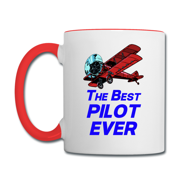 The Best Pilot Ever - Biplane - Contrast Coffee Mug - white/red