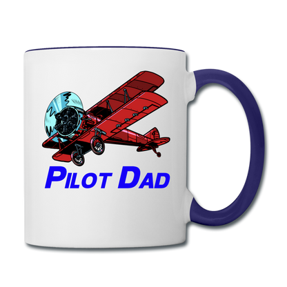 Pilot Dad - Biplane - Contrast Coffee Mug - white/cobalt blue