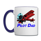 Pilot Dad - Biplane - Contrast Coffee Mug - white/cobalt blue