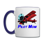 Pilot Mom - Biplane - Contrast Coffee Mug - white/cobalt blue