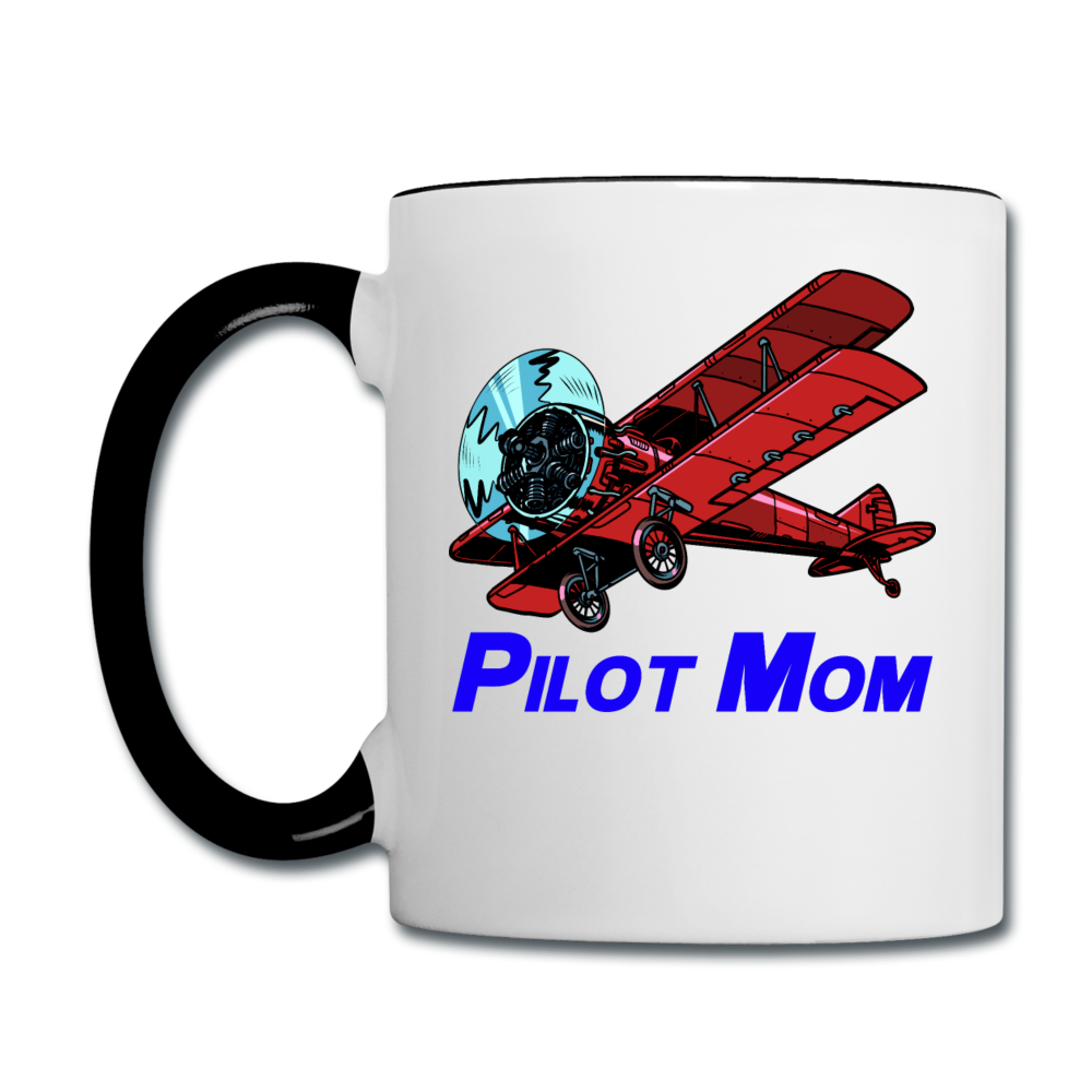 Pilot Mom - Biplane - Contrast Coffee Mug - white/black