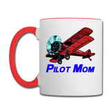 Pilot Mom - Biplane - Contrast Coffee Mug - white/red