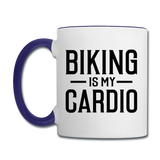 Biking Is My Cardio - Black - Contrast Coffee Mug - white/cobalt blue