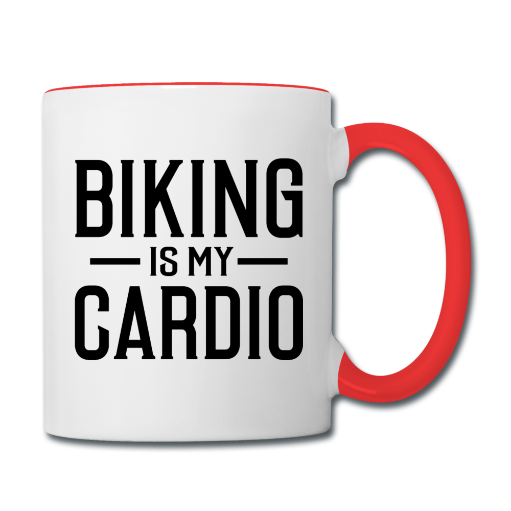 Biking Is My Cardio - Black - Contrast Coffee Mug - white/red