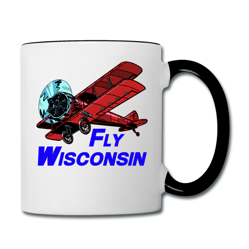 Fly Wisconsin - Biplane - Contrast Coffee Mug - white/black