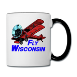 Fly Wisconsin - Biplane - Contrast Coffee Mug - white/black
