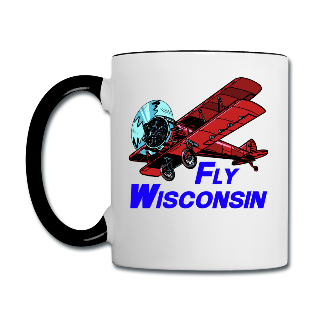 Fly Wisconsin - Biplane - Contrast Coffee Mug - white/black