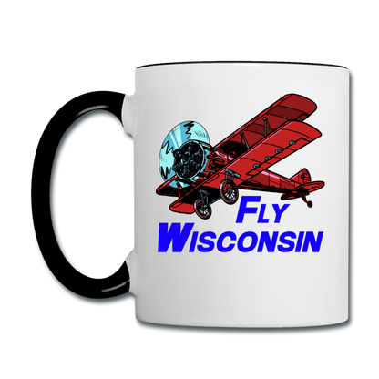 Fly Wisconsin - Biplane - Contrast Coffee Mug - white/black