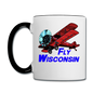 Fly Wisconsin - Biplane - Contrast Coffee Mug - white/black