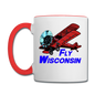 Fly Wisconsin - Biplane - Contrast Coffee Mug - white/red