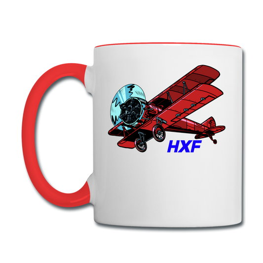 Wisconsin Airports - Hartford HXF - Biplane - Contrast Coffee Mug - white/red