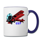 Wisconsin Airports - Brodhead C37 - Biplane - Contrast Coffee Mug - white/cobalt blue