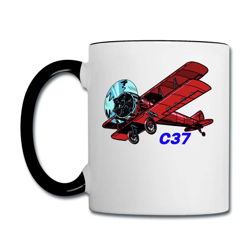 Wisconsin Airports - Brodhead C37 - Biplane - Contrast Coffee Mug - white/black