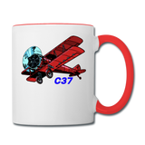 Wisconsin Airports - Brodhead C37 - Biplane - Contrast Coffee Mug - white/red