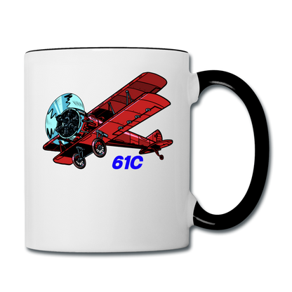 Wisconsin Airports - Fort Atkinson 61C - Biplane - Contrast Coffee Mug - white/black