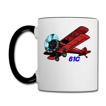 Wisconsin Airports - Fort Atkinson 61C - Biplane - Contrast Coffee Mug - white/black