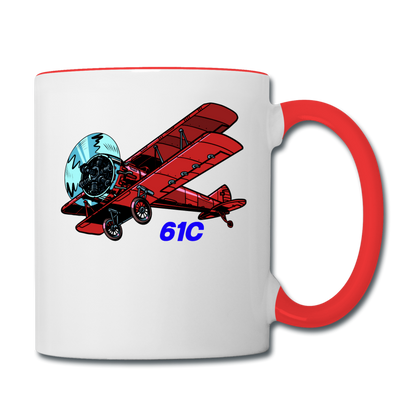 Wisconsin Airports - Fort Atkinson 61C - Biplane - Contrast Coffee Mug - white/red