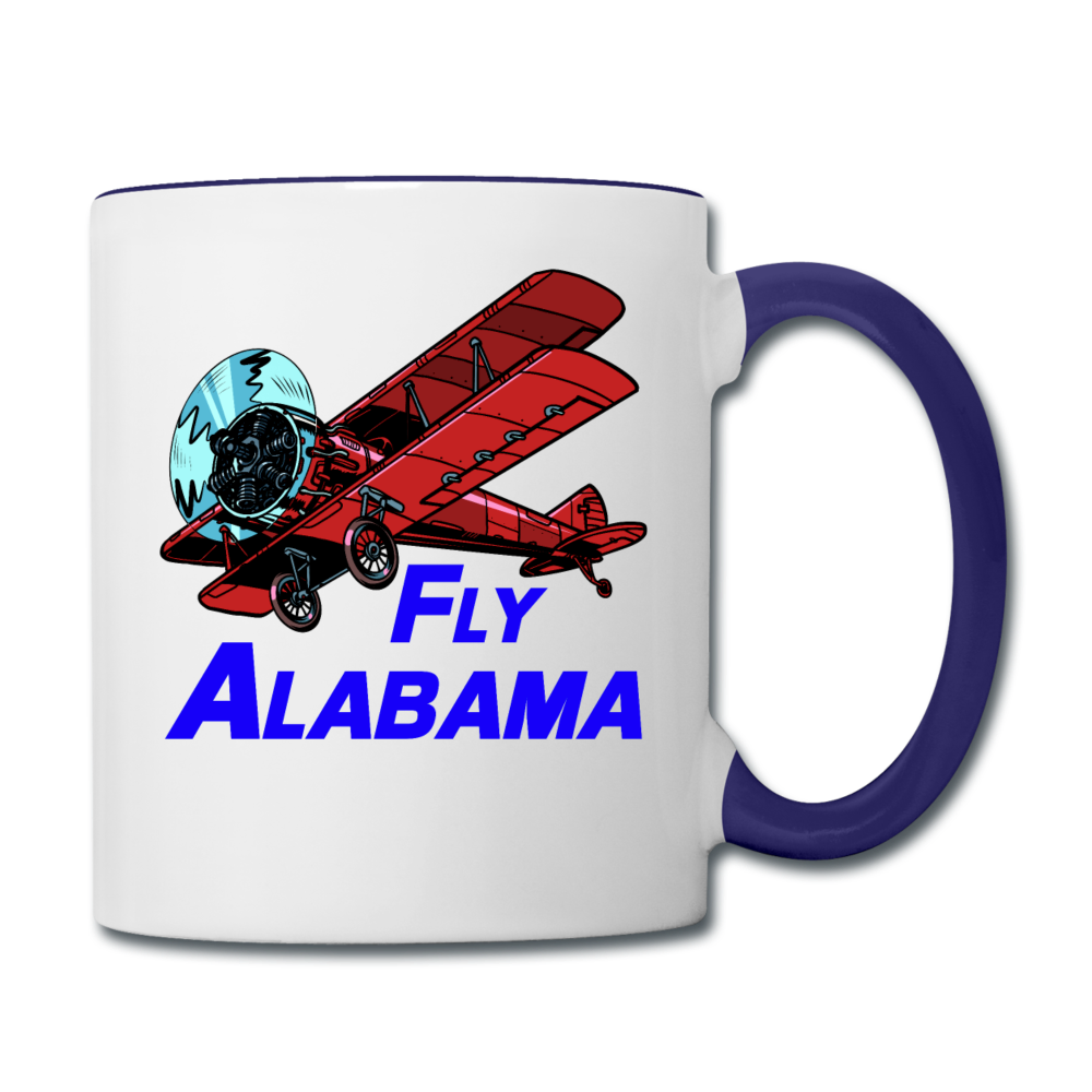 Fly Alabama - Biplane - Contrast Coffee Mug - white/cobalt blue