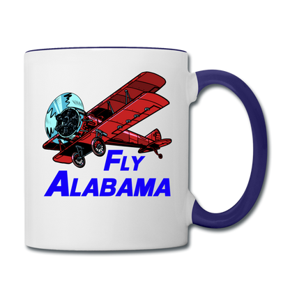 Fly Alabama - Biplane - Contrast Coffee Mug - white/cobalt blue