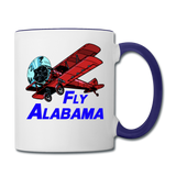 Fly Alabama - Biplane - Contrast Coffee Mug - white/cobalt blue