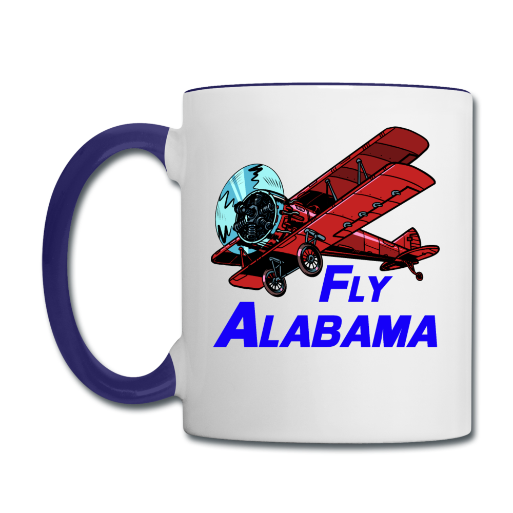 Fly Alabama - Biplane - Contrast Coffee Mug - white/cobalt blue