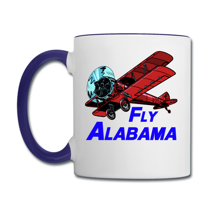 Fly Alabama - Biplane - Contrast Coffee Mug - white/cobalt blue