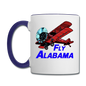 Fly Alabama - Biplane - Contrast Coffee Mug - white/cobalt blue