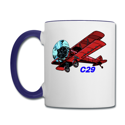 Wisconsin Airports - Middleton C29 - Biplane - Contrast Coffee Mug - white/cobalt blue