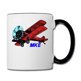 Wisconsin Airports - Milwaukee MKE - Biplane - Contrast Coffee Mug - white/black
