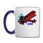 Wisconsin Airports - Oshkosh OSH - Biplane - Contrast Coffee Mug - white/cobalt blue