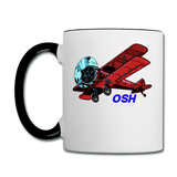 Wisconsin Airports - Oshkosh OSH - Biplane - Contrast Coffee Mug - white/black