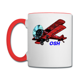 Wisconsin Airports - Oshkosh OSH - Biplane - Contrast Coffee Mug - white/red
