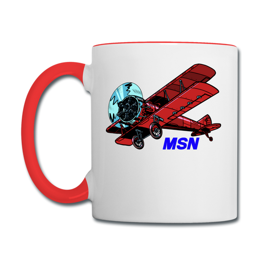 Wisconsin Airports - Madison MSN - Biplane - Contrast Coffee Mug - white/red