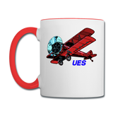 Wisconsin Airports - Waukesha UES - Biplane - Contrast Coffee Mug - white/red